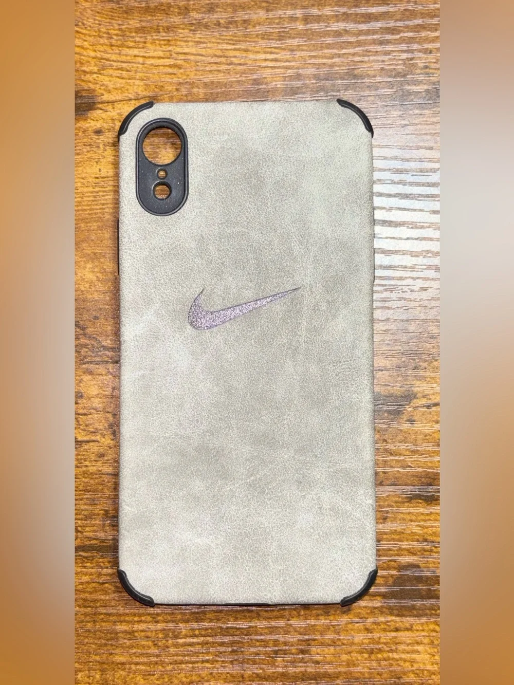 XR- 📲 Gray suede-Effect Phone Case with Subtle Swoosh 🔥🔥🔥🔥‼️‼️